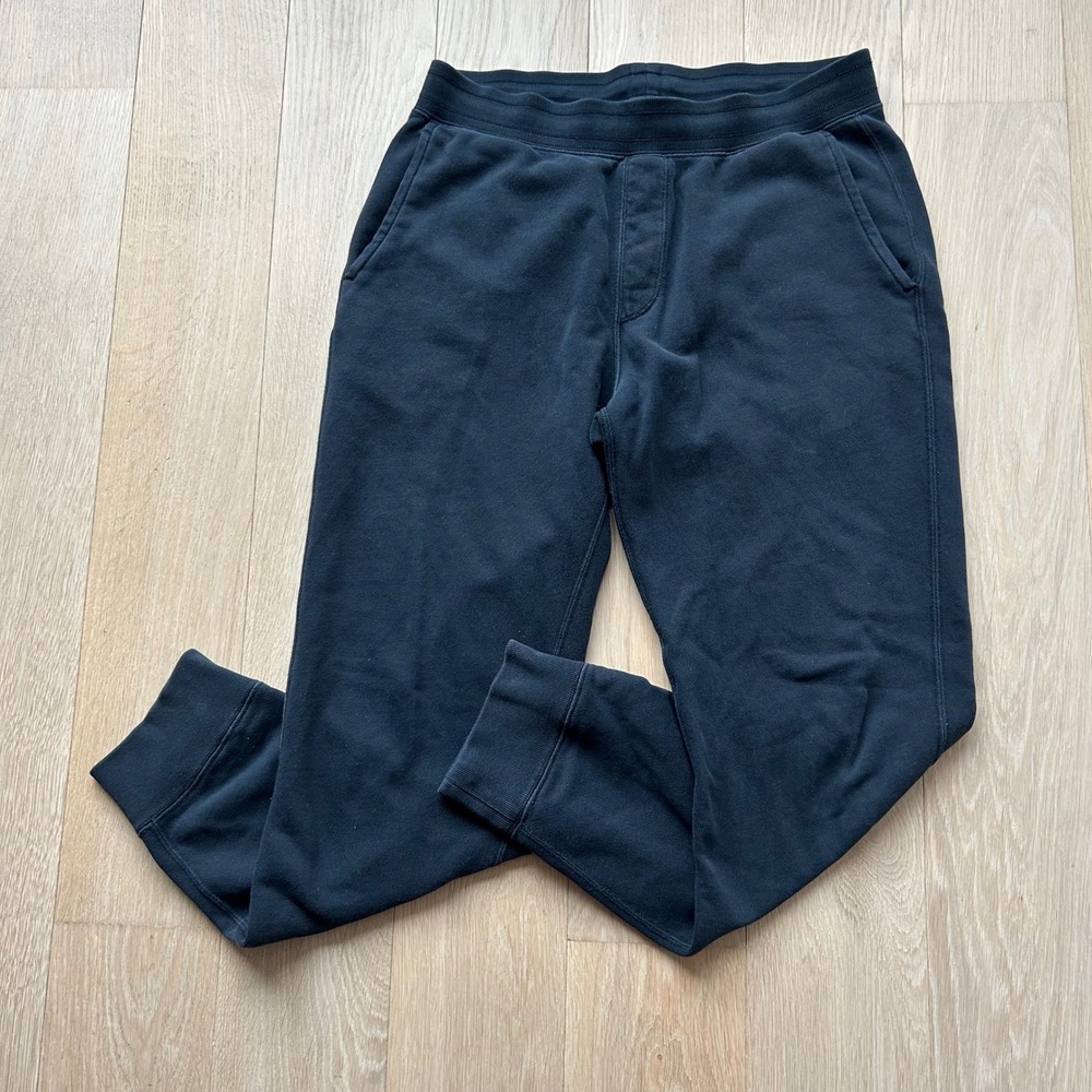 Uniqlo Mens Black Cotton Fleece Jogger Sweatpants Size‎ M Athleisure Active Cozy